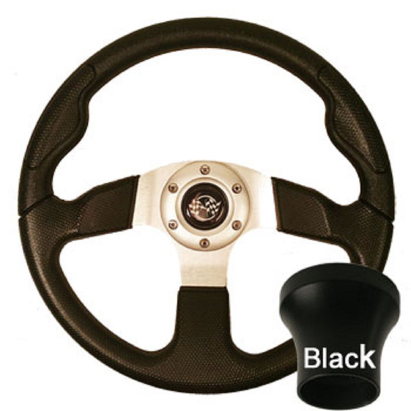 Yamaha G2-G29 Golf Cart Black Rally Steering Wheel Black Adaptor Kit
