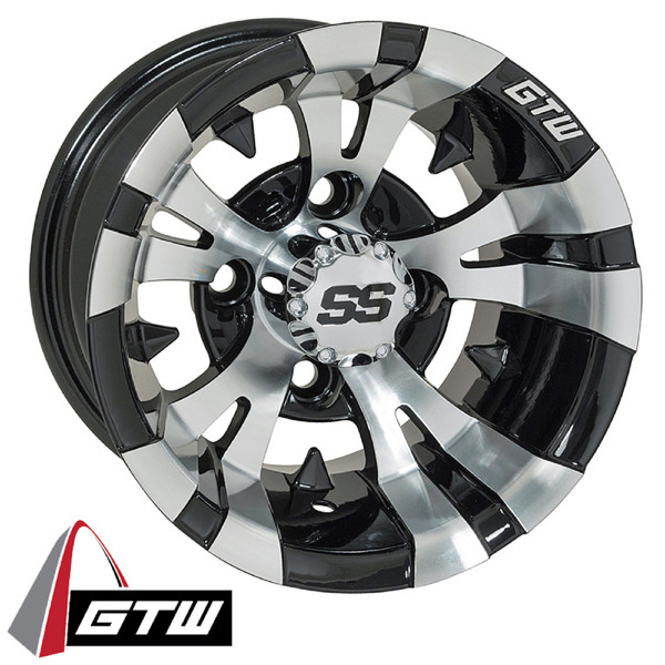 Golf Cart GTW 14x7 Machined Black Vampire Wheel | 3:4 Offset 4/4 Pattern