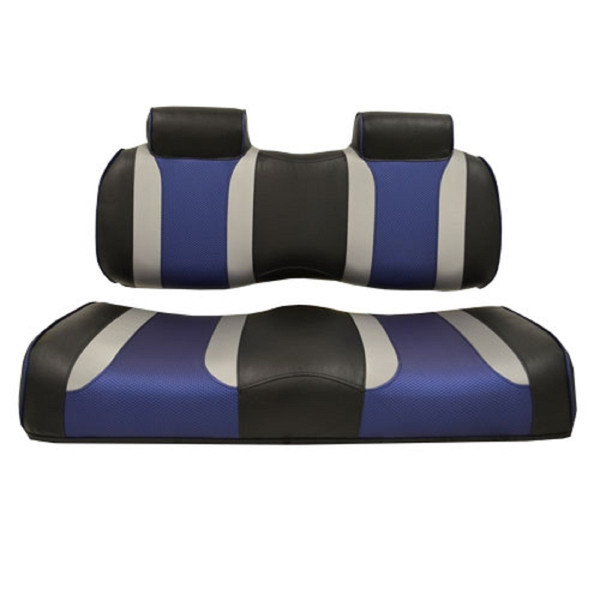 Club Car Precedent 2012-Up | Madjax Tsunami Seat Cushions Black Silver Blue