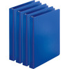 Business Source Basic Round Ring Binder, Dark Blue, 4/pack, Letter Size, 1"