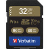 Verbatim 32GB Pro Plus 600X SDHC Memory Card, UHS-I V30 U3 Class 10 VER49196