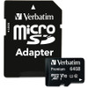 Verbatim 64GB Premium microSDXC Memory Card with Adapter, UHS-I Class 10 VER44084