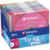 Verbatim CD-R 700MB 52X with Color Branded Surface - 25pk Slim Case, Assorted VER94611