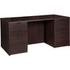 Lorell Prominence 2.0 Espresso Laminate Double-Pedestal Desk - 5-Drawer LLRPD3066DPES