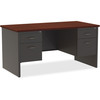 Lorell Mahogany Laminate/Charcoal Modular Desk Series Pedestal Desk - 2-Drawer LLR79142