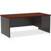 Lorell Mahogany Laminate/Charcoal Modular Desk Series Pedestal Desk - 2-Drawer LLR79144