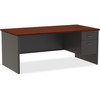 Lorell Mahogany Laminate/Charcoal Modular Desk Series Pedestal Desk - 2-Drawer LLR79144