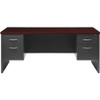 Lorell Mahogany Laminate/Charcoal Modular Desk Series Pedestal Desk - 2-Drawer LLR79140