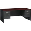 Lorell Mahogany Laminate/Charcoal Modular Desk Series Pedestal Desk - 2-Drawer LLR79140