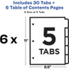 Avery&reg; Classification Folder 5-tab TOC Dividers AVE11821