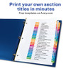 Avery&reg; A-Z Customizable Multicolor TOC Dividers AVE11832