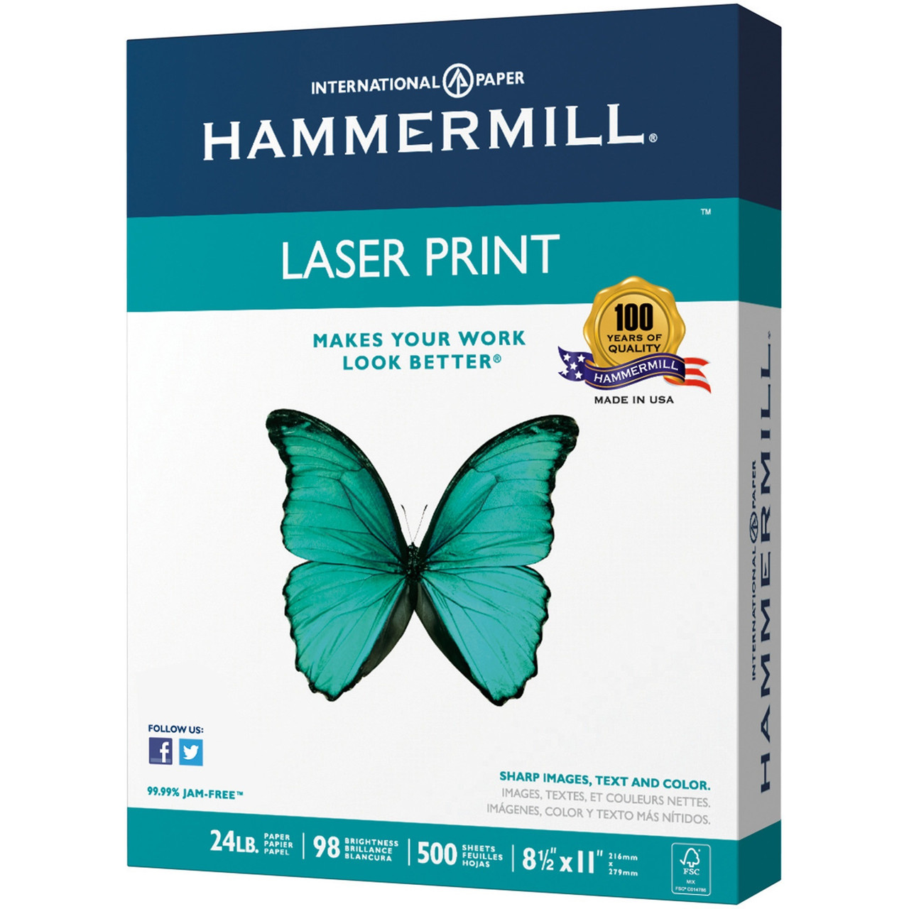 Hammermill® Premium Laser Print Radiant White Ultra Smooth 24 lb. Copy Paper  8.5x11 in.