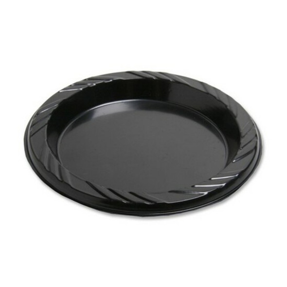 Genuine Joe Round Plastic Black Plates 10427BD