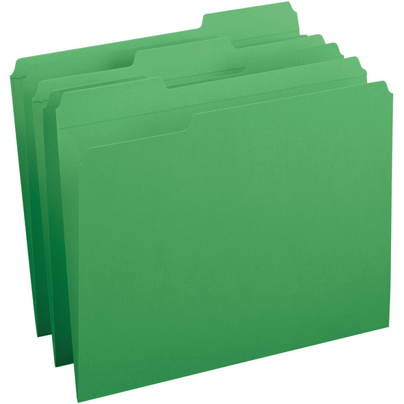 Business Source Reinforced 1/3 Tab Green Colored File Folders, Letter Size, 100/box