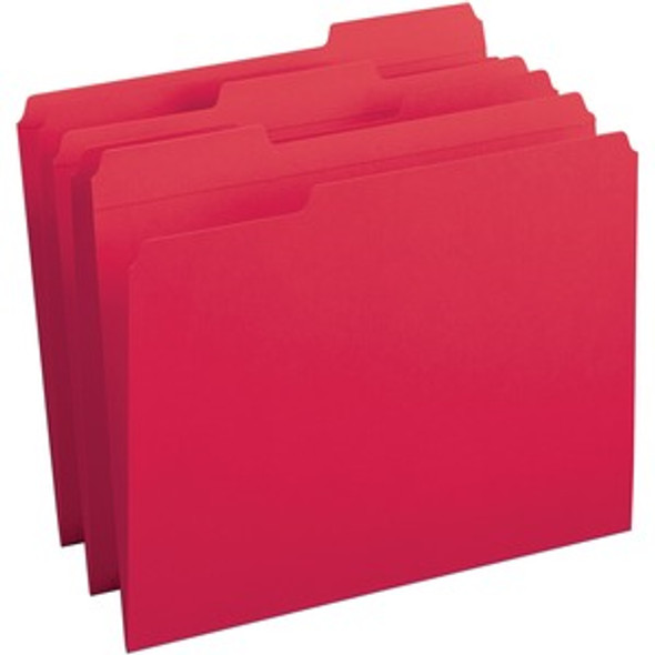 Business Source Reinforced 1/3 Tab Red Colored File Folders, 100/box