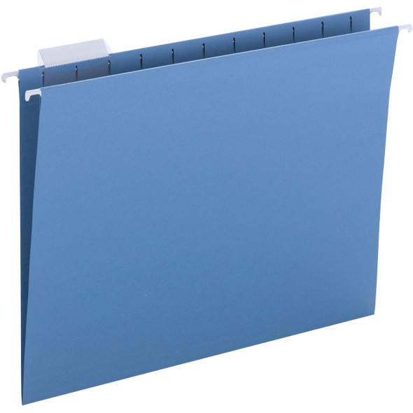 Business Source 1/5 Tab Cut Letter Hanging Folder, Letter Size, Blue, 25/box
