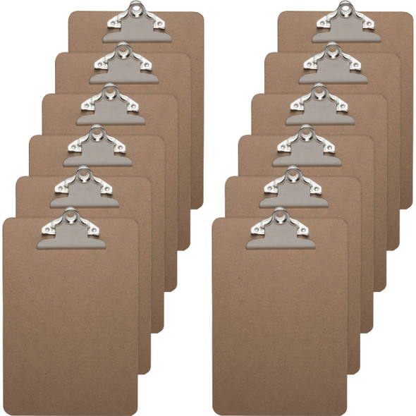 Business Source Standard Metal Clip Clipboard - Standard - Brown - 12 / Box