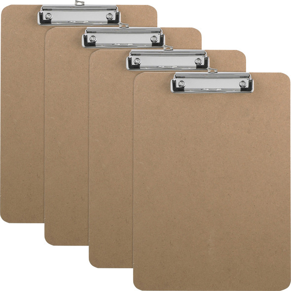 Business Source Flat Clip Hardboard Clipboard, Brown, 6/box, 9" x 12.5"