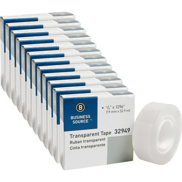 Business Source All-purpose Transparent Tape - 36 yd Length x 0.75" Width - 1" Core - 12 / Pack - Clear