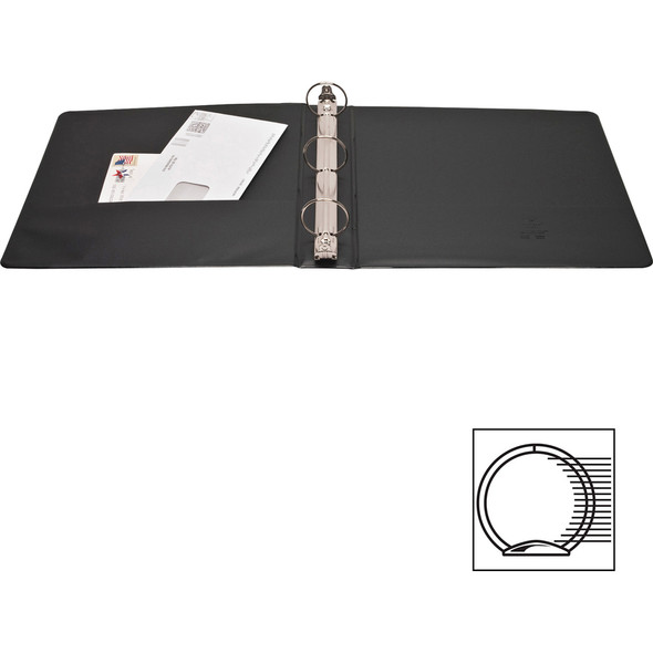 Business Source Basic Round Ring Binder, Black, 4/pack, Letter Size, 1.5"