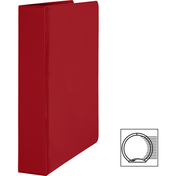 Business Source Basic Round Ring Binders, 1.5", Red, 4/pack