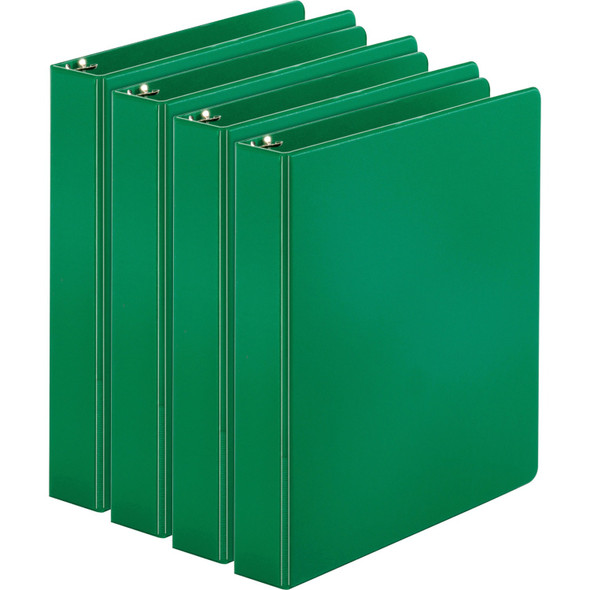 Business Source Basic Round Ring Binders, 1.5", Green, 4/pack