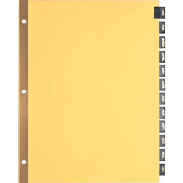 Business Source Monthly Black Leather Tab Index Dividers BSN01183