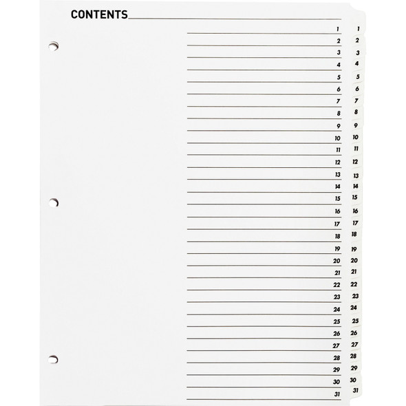 Business Source Table of Content Quick Index Dividers BSN05859