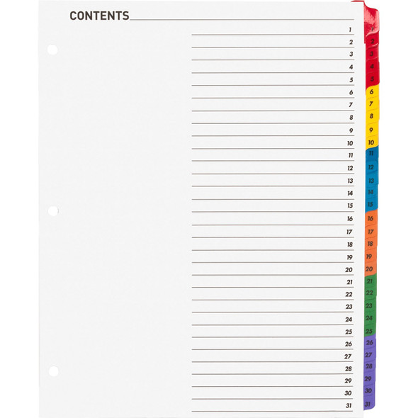Business Source Table of Content Quick Index Dividers BSN21907