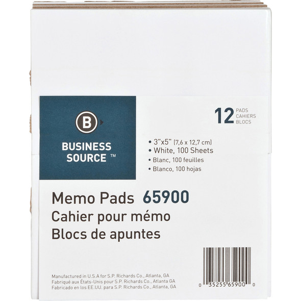 Business Source Plain Memo Pads BSN65900