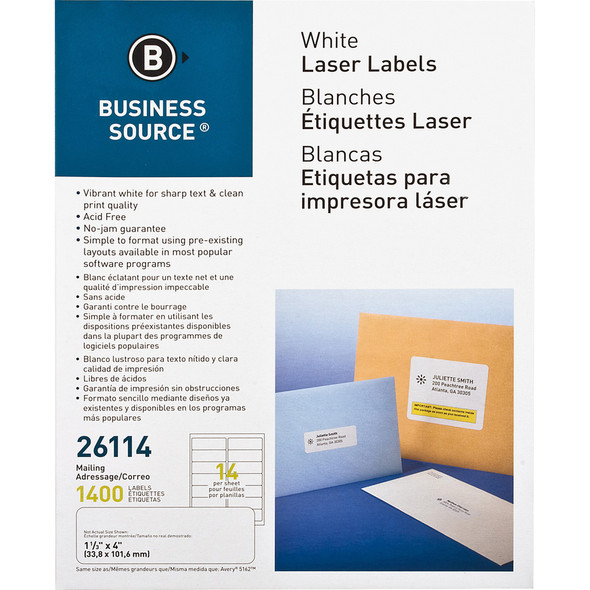 Business Source Bright White Premium-quality Address Labels BSN26114