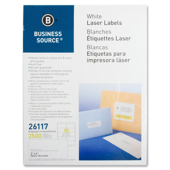 Business Source Bright White Premium-quality Shipping Labels BSN26117
