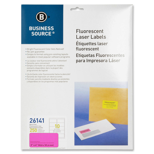 Business Source 2" Fluorescent Color Laser Labels BSN26141