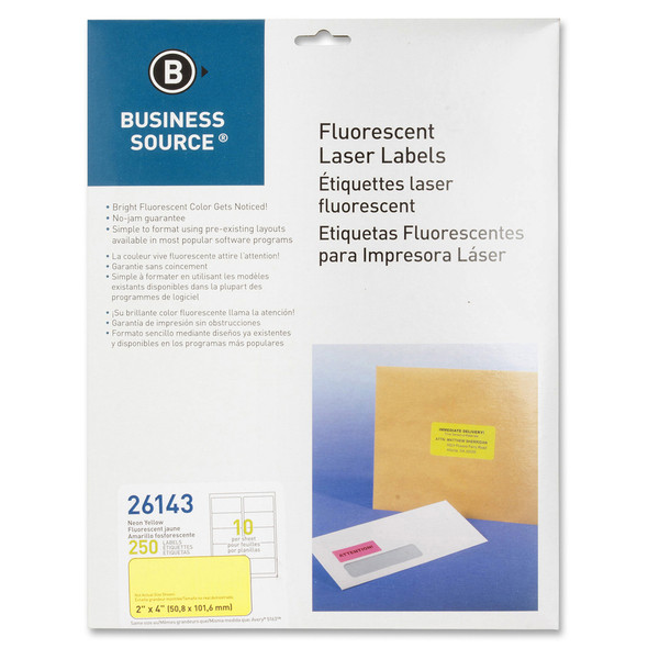 Business Source 2" Fluorescent Color Laser Labels BSN26143