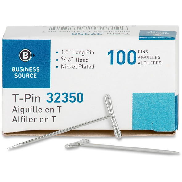 Business Source High Quality Steel T-pins BSN32350