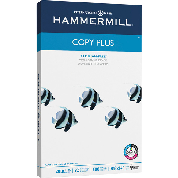 Hammermill Copy Plus - White - 92 Brightness - Legal - 8 1/2" x 14" - 20 lb Basis Weight - 5000 / Carton
