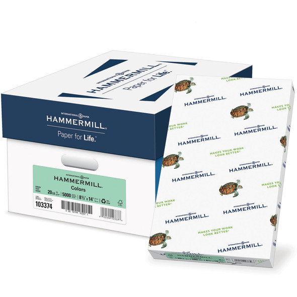 Hammermill Paper Colored Paper - Green - Legal - 8 .5 x 14 - 20 lb Basis Weight - Smooth - 500 / Ream - SFI