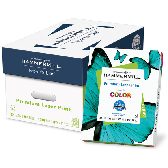 Hammermill Paper for Color 8.5x11 - Letter - White - 98 Brightness - 32 lb Basis Weight - Ultra Smooth - 8 / Carton - SFI