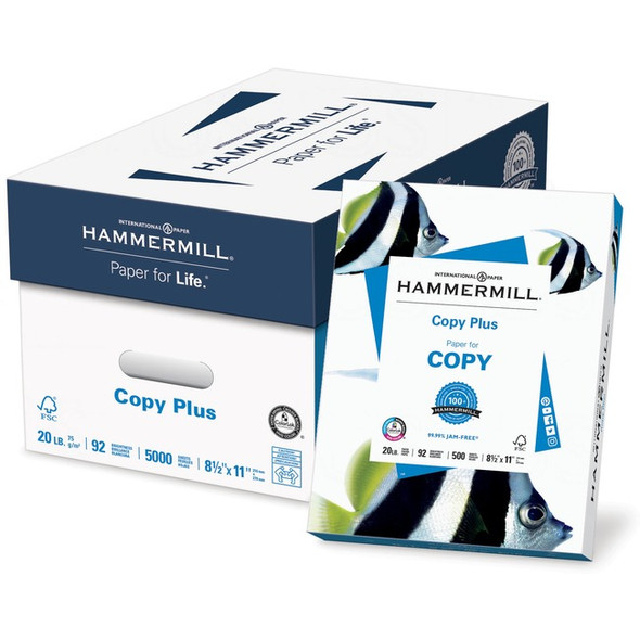 Hammermill Copy Plus 8.5x11 - White - 92 Brightness - Letter  - 20 lb Basis Weight - 5,000 Sheets - FSC