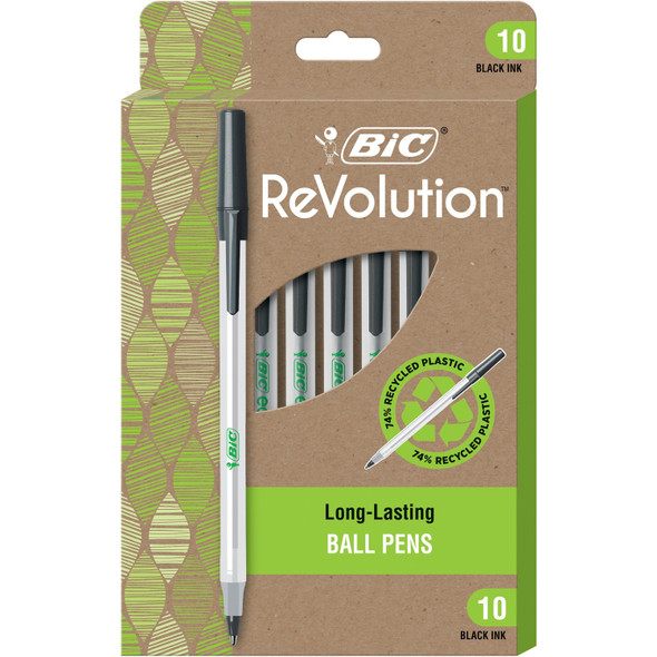 BIC ReVolution Round Stic Ballpoint Pen BICGSME10BK