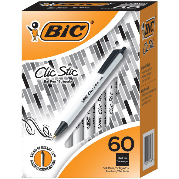 BIC Clic Stick 1.0mm Retractable Ball Pen BICCSM60BK