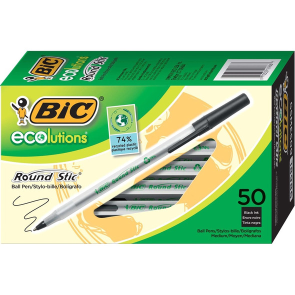 BIC Recycled Round Stic Ballpoint Pen BICGSME509BK