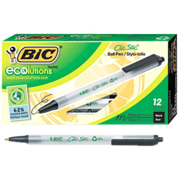 BIC Clic Stic Retractable Ball Pens BICCSEM11BK