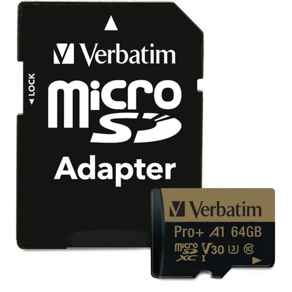 Verbatim PRO Plus 64 GB Class 10/UHS-I (U3) microSDXC - 1 Pack VER70002