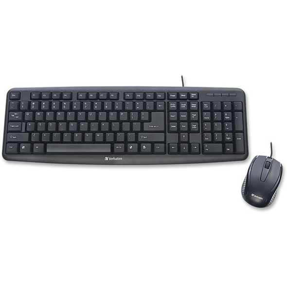 Verbatim Slimline Corded USB Keyboard and Mouse-Black VER99202