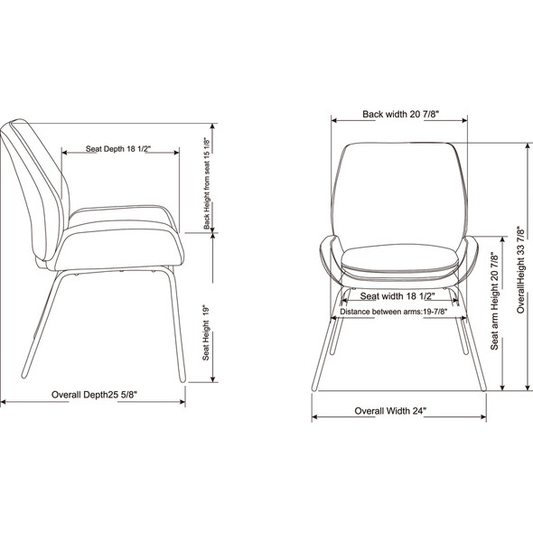 Lorell Bonded Leather U-Shaped Seat Guest Chair LLR68574