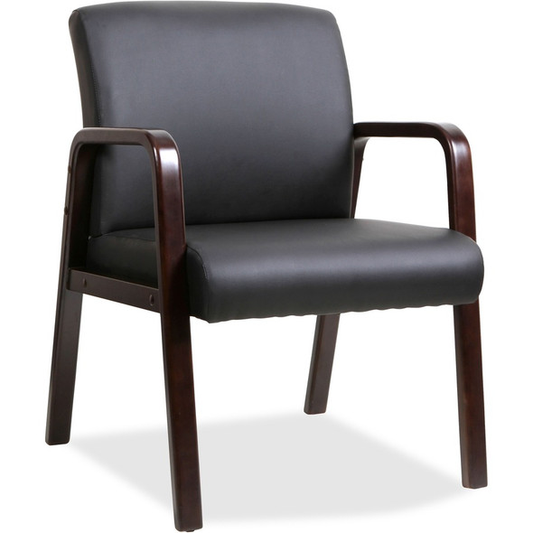 Lorell Black Leather Wood Frame Guest Chair LLR40201