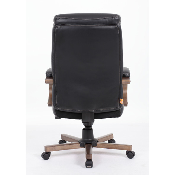 Lorell Wood Base Leather High-back Executive Chair LLR69590