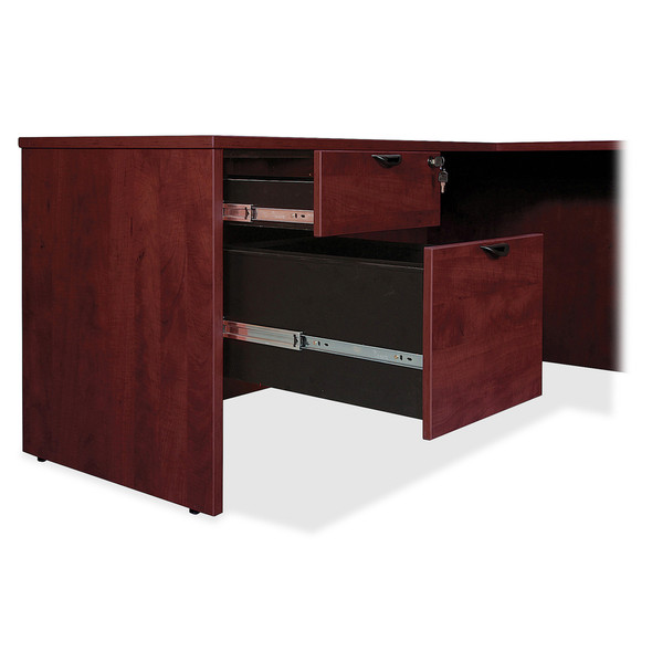 Lorell Prominence 2.0 Mahogany Laminate Box/Box/File Left-Pedestal Desk - 3-Drawer LLRPD3672LSPMY