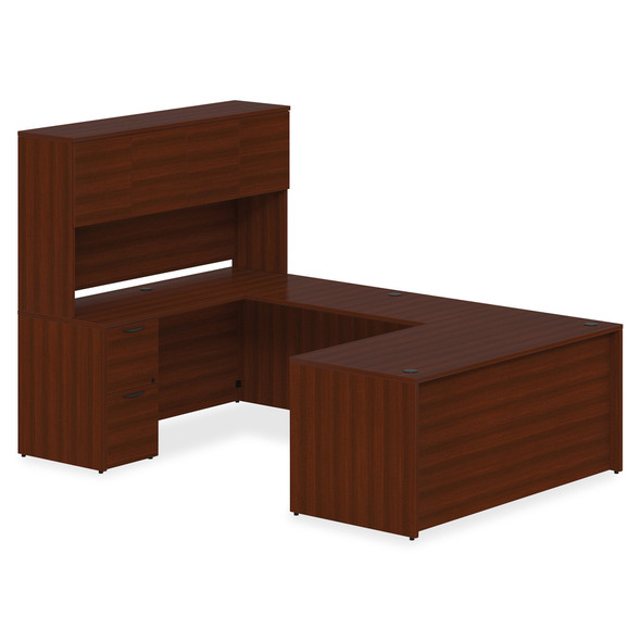 Lorell Prominence 2.0 Mahogany Laminate Box/Box/File Right-Pedestal Desk - 3-Drawer LLRPD3672RSPMY